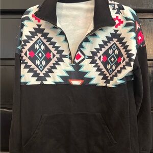 Geometric Pattern Quarter-Zip Pullover